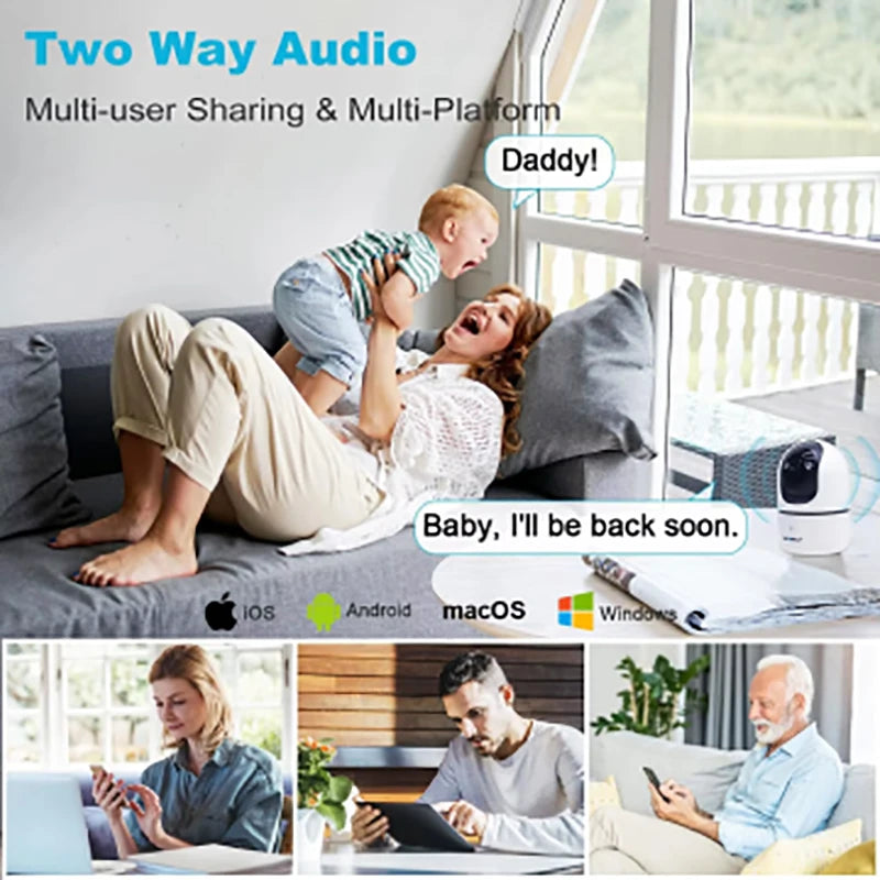 GENBOLT 2K Pet Camera Indoor with Phone APP, Auto Cruise 360°, Motion Detection, Two-Way Audio, Night Vision, Alarm, Supports SD