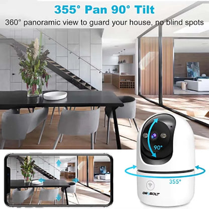 GENBOLT 2K Pet Camera Indoor with Phone APP, Auto Cruise 360°, Motion Detection, Two-Way Audio, Night Vision, Alarm, Supports SD
