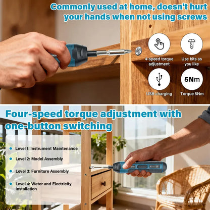 1300MAH Rechargeable Cordless Electric Screwdriver Set 3.6V Power Screwdrivers Drill 4 Torque Screw Driver Household Repair Tool