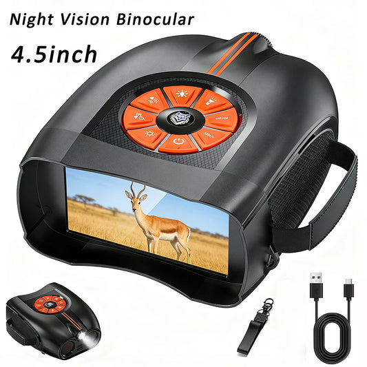 Night Vision Goggles for Adults 4.5" HD Large Screen 5W Infrared Night Vision Binoculars With Tactical Light Day Night Use Gifts