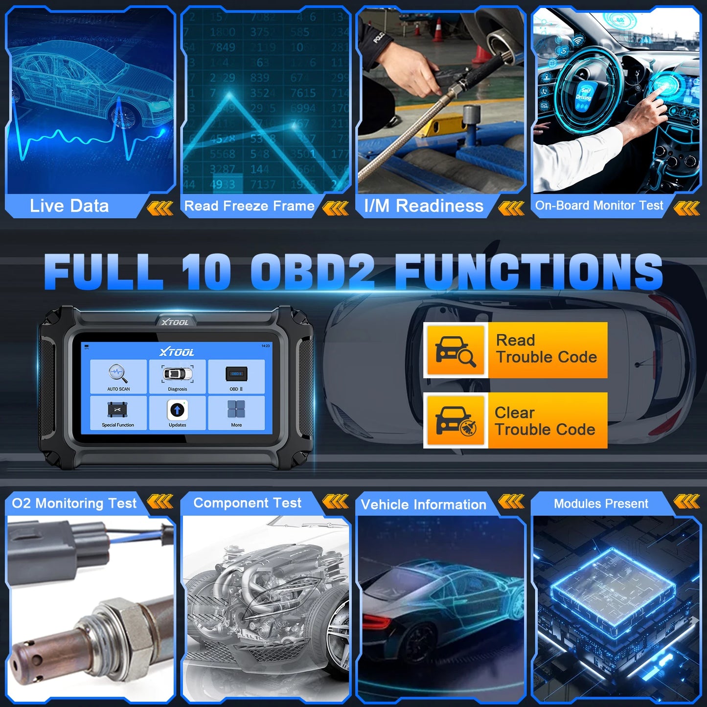 XTOOL D5 Car Diagnostic Tools Gearbox ABS EPB Airbag Engine 5 System Scanner 10 Reset Service OBD2 Scanner Lifetime Free Update